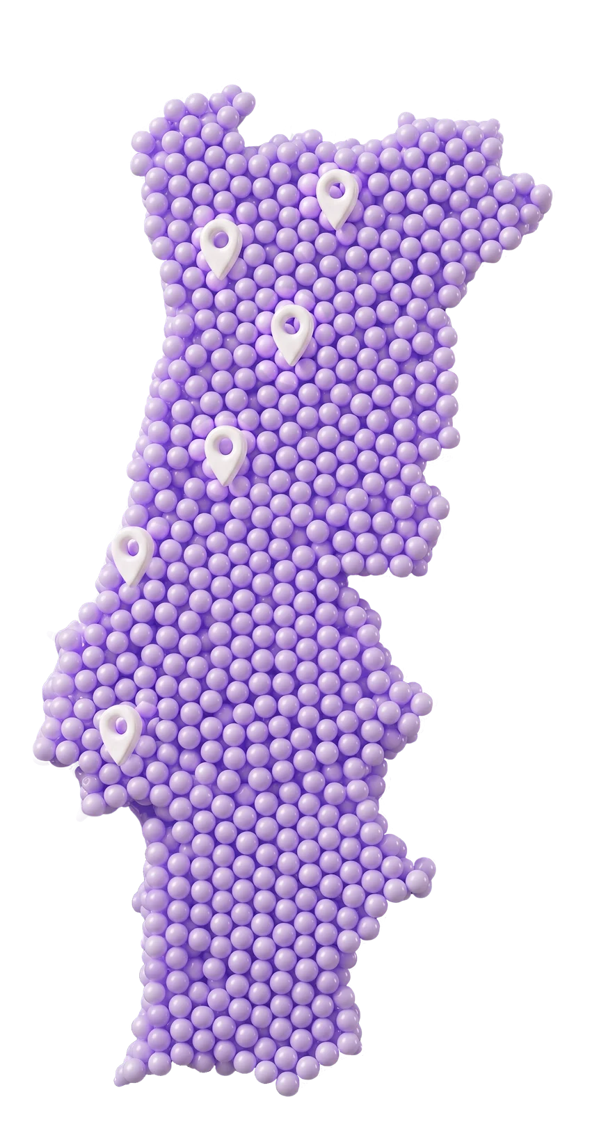 Mapa de Portugal com a localização das cinco clínicas Depiderme